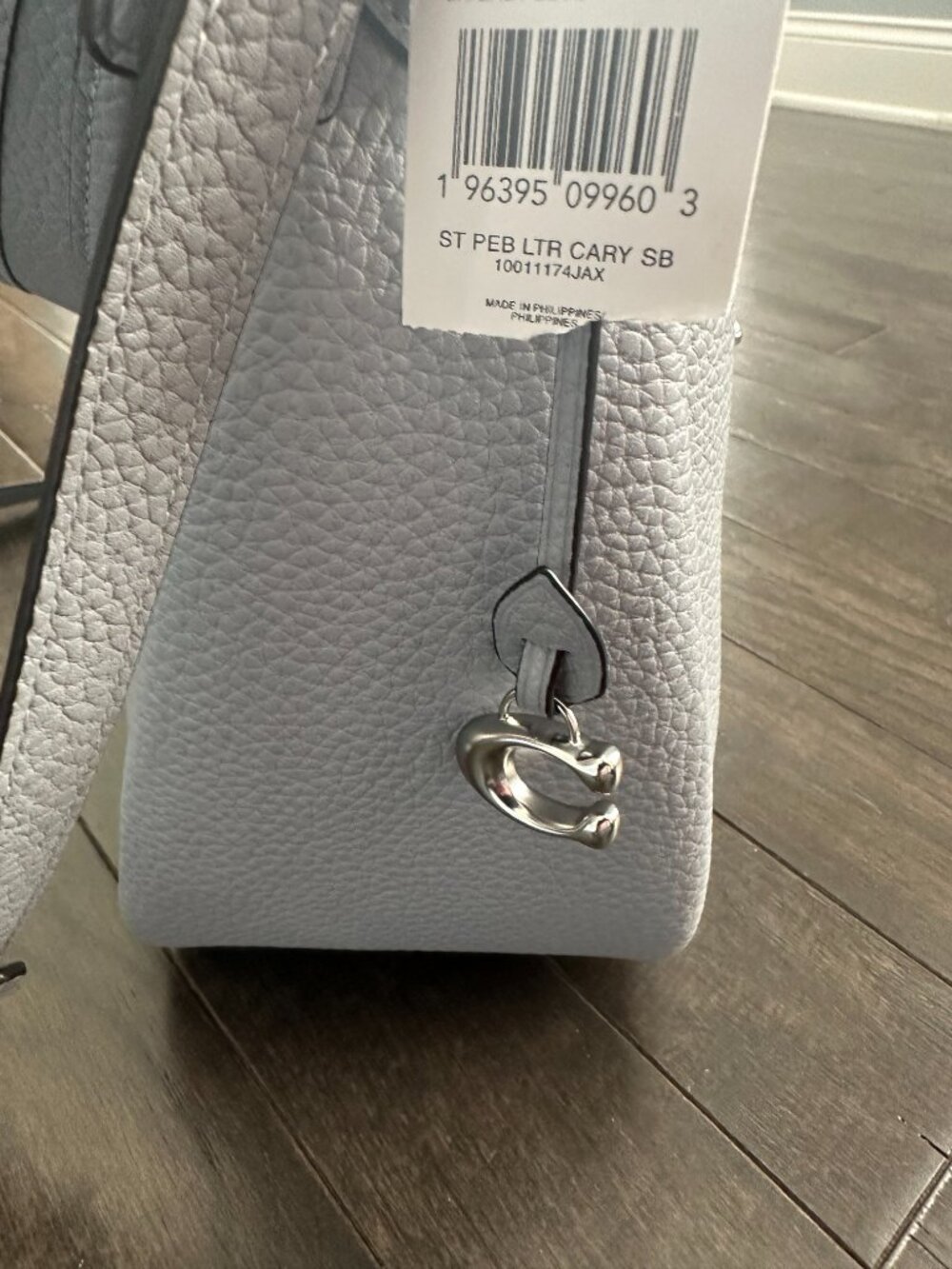 Coach Grey Blue Pebble Leather Cary Crossbody Bag Style #F2332-CC435 *NWT* - Picture 8 of 14